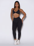 Obsidian Black Bombshell Sportswear Uplift Peach Leggings offer a smooth, high-rise gym fit