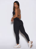 Bombshell Sportswear Uplift Peach Leggings in heather Obsidian Black for a sculpted workout fit.