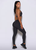 Obsidian Black V Back Leggings blend sculpting support, side storage, and flexible workout comfort