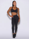 Obsidian Black V Back Leggings combine a seamless front, high-rise support, and buttery-soft comfort