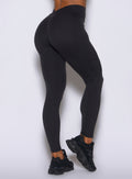 Close-up of Obsidian Black V Back Leggings showcasing the scrunch back and flattering V-waist detail