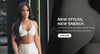 New Arrivals" mobile banner video with a woman in soft, seamless activewear stretching in a sunlit room. Bold text: “New Drops, Just In”; CTA button reads “SHOP NOW.” Subtext reads “Get them before they’re gone.