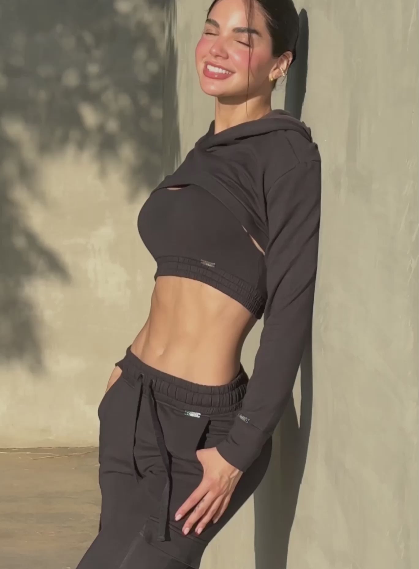 Vintage Black Sweat Joggers with a high-waisted elastic fit and pockets for cozy lounging.