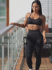 A short video of a model showing how comfortable our black peach pocket leggings set is 