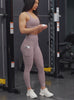 a short video of a model working out wearing our curves leggings set in london fog color 